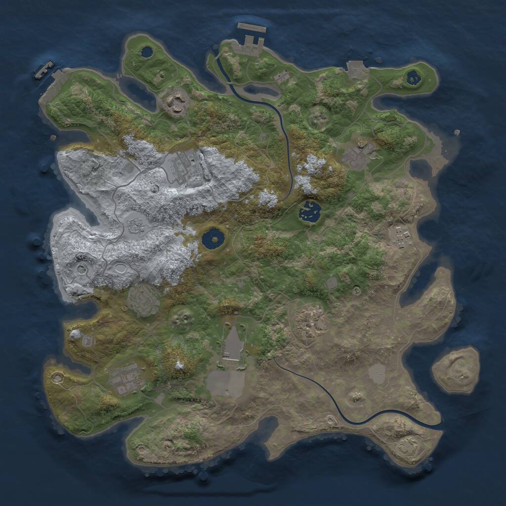 Rust Map: Procedural Map, Size: 3550, Seed: 511166, 15 Monuments