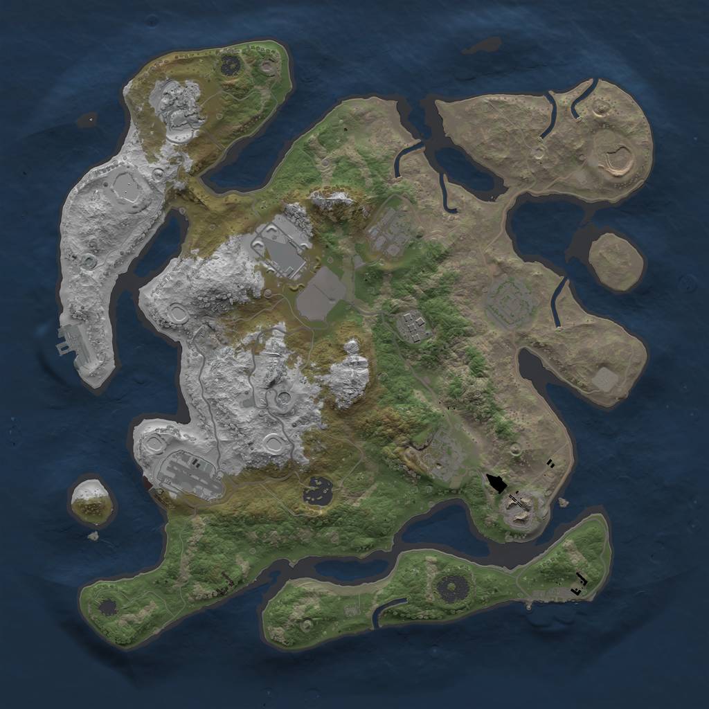 Rust Map: Procedural Map, Size: 3550, Seed: 286773, 18 Monuments