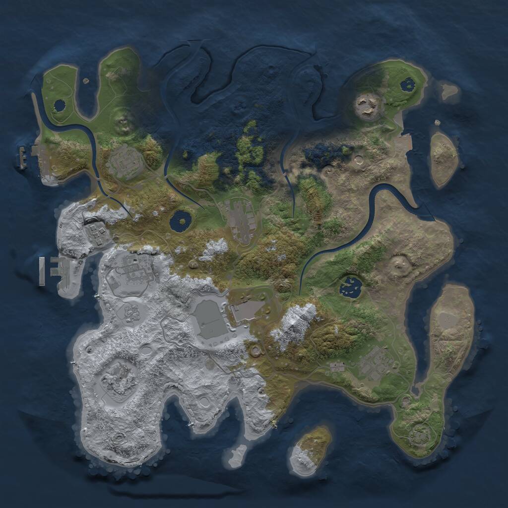 Rust Map: Procedural Map, Size: 3550, Seed: 961334, 15 Monuments