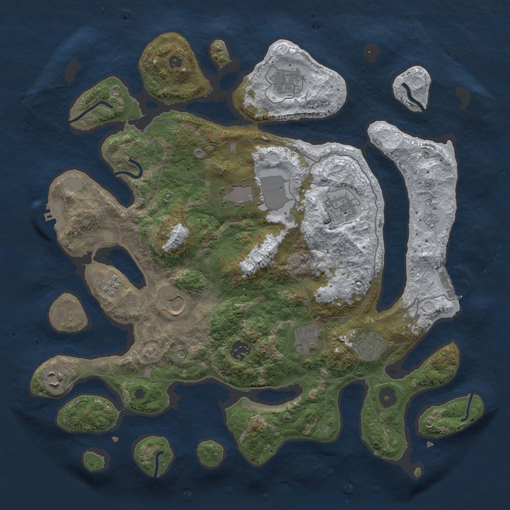 Rust Map: Procedural Map, Size: 4000, Seed: 983751, 18 Monuments