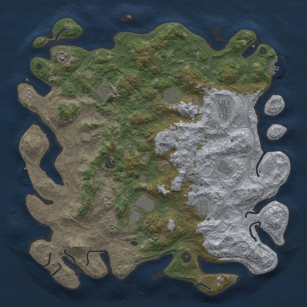 Rust Map: Procedural Map, Size: 4500, Seed: 829143800, 19 Monuments