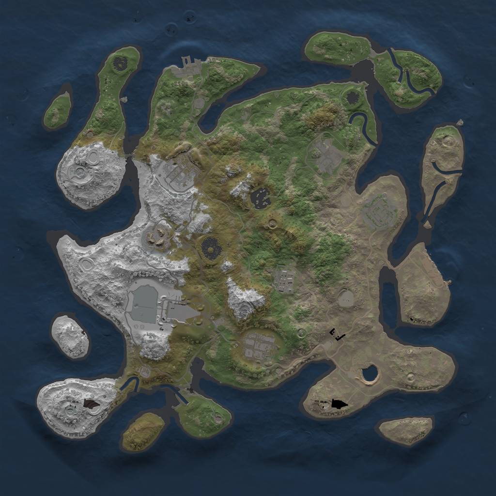 Rust Map: Procedural Map, Size: 3550, Seed: 930558, 17 Monuments