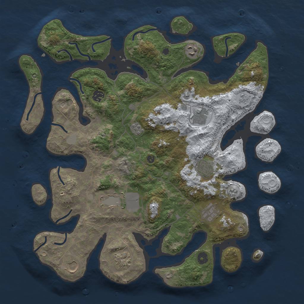 Rust Map: Procedural Map, Size: 4000, Seed: 865574, 16 Monuments