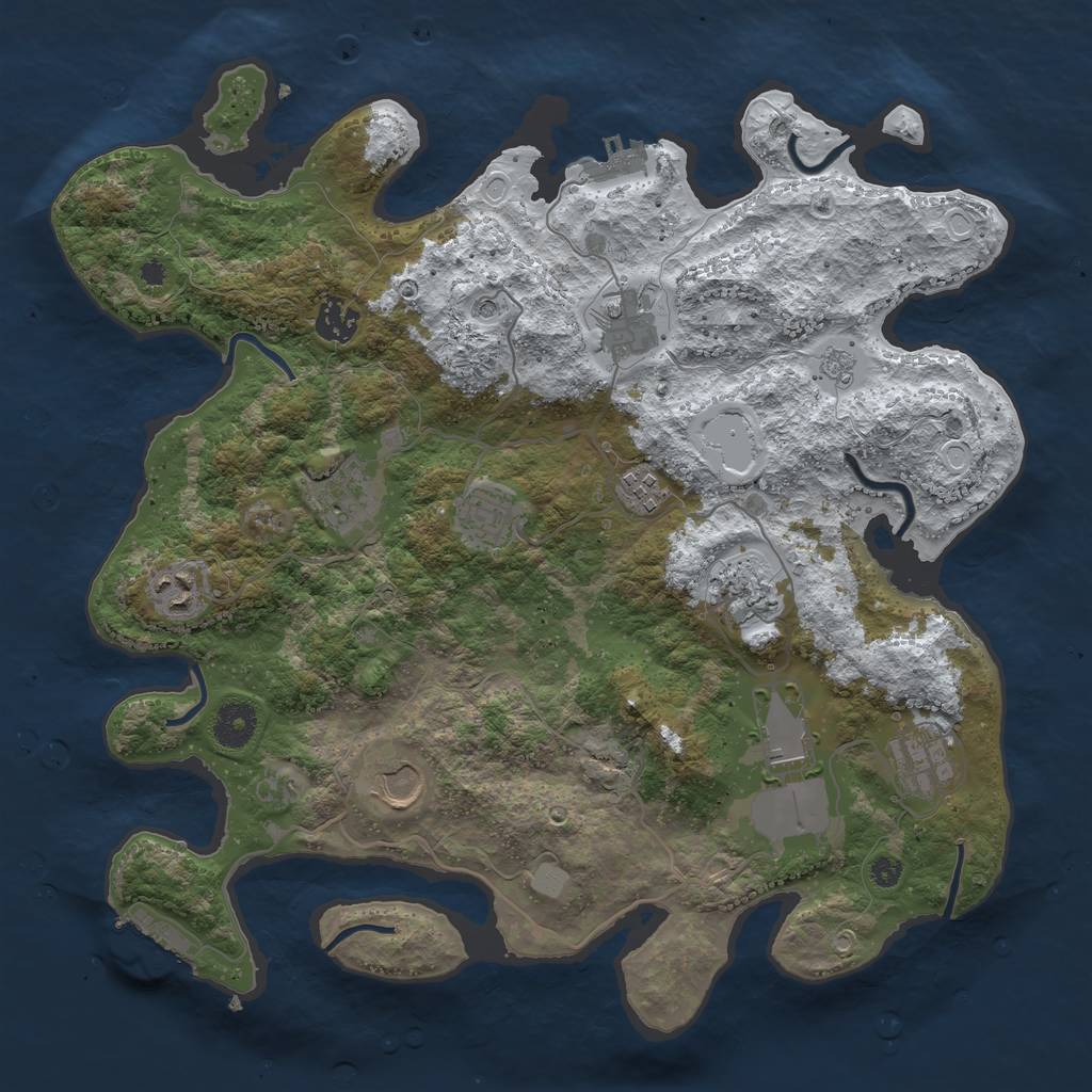 Rust Map: Procedural Map, Size: 3700, Seed: 333019036, 19 Monuments