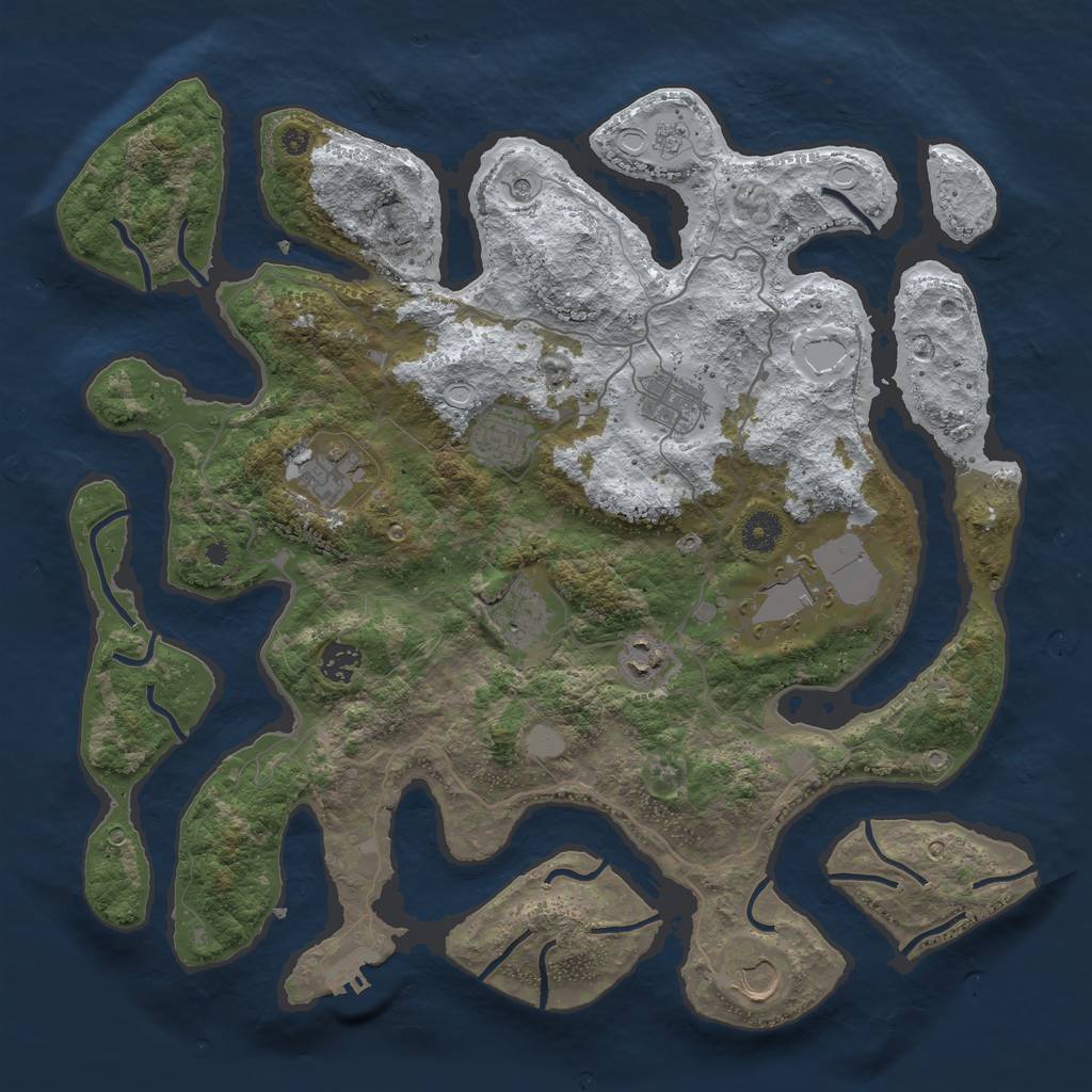 Rust Map: Procedural Map, Size: 4000, Seed: 746235, 16 Monuments