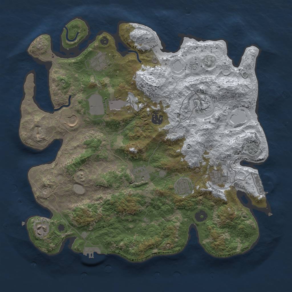 Rust Map: Procedural Map, Size: 3700, Seed: 78219874, 19 Monuments