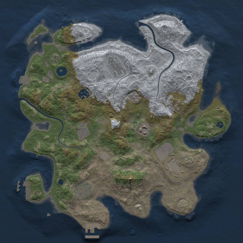 Rust Map: Procedural Map, Size: 3550, Seed: 757341, 14 Monuments