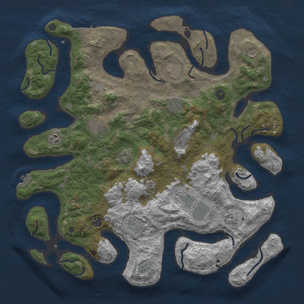 Rust Map: Procedural Map, Size: 4500, Seed: 1707708312, 19 Monuments