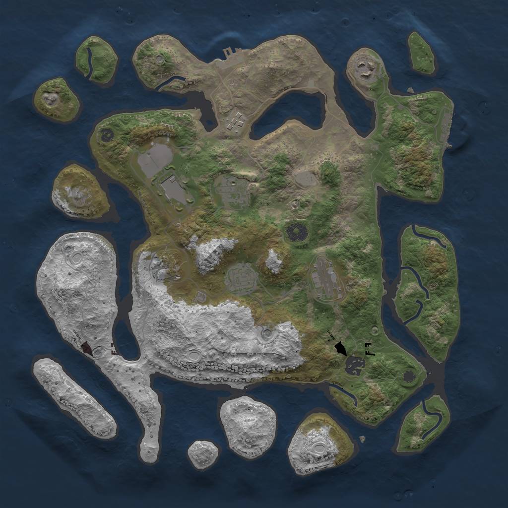 Rust Map: Procedural Map, Size: 3800, Seed: 1231752236, 16 Monuments
