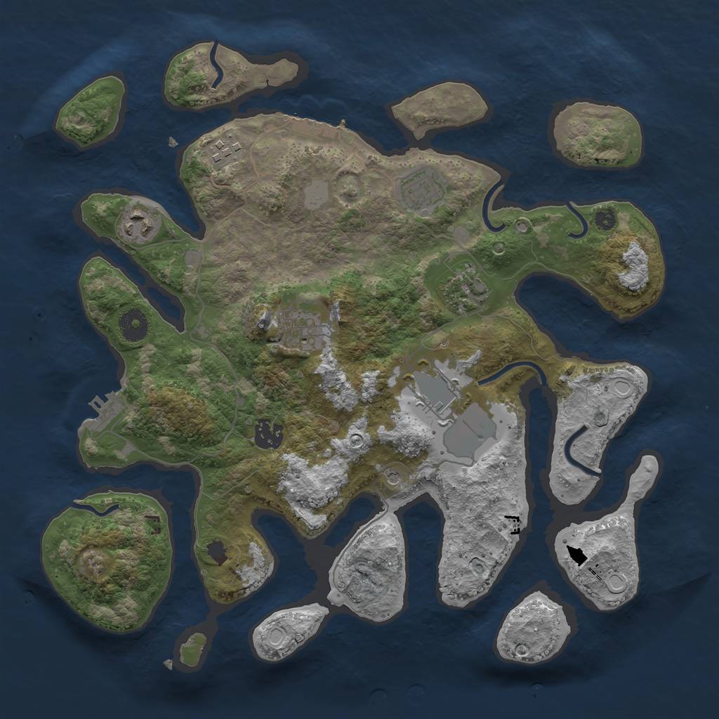 Rust Map: Procedural Map, Size: 3550, Seed: 462073, 15 Monuments