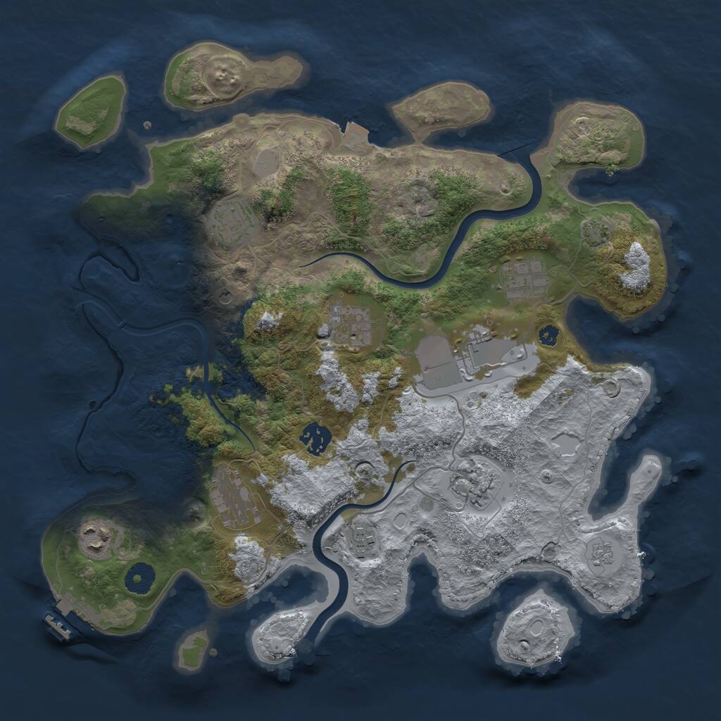 Rust Map: Procedural Map, Size: 3550, Seed: 462073, 14 Monuments