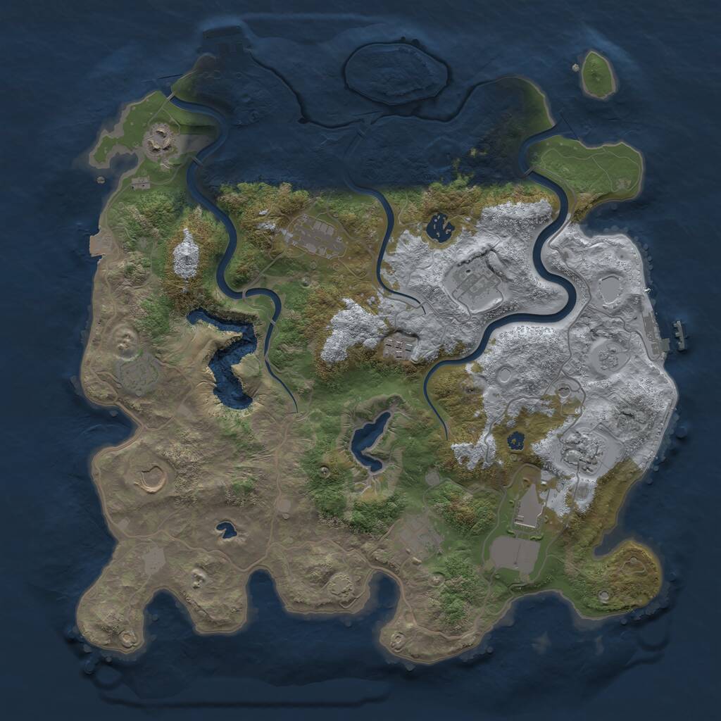 Rust Map: Procedural Map, Size: 4000, Seed: 336767, 16 Monuments