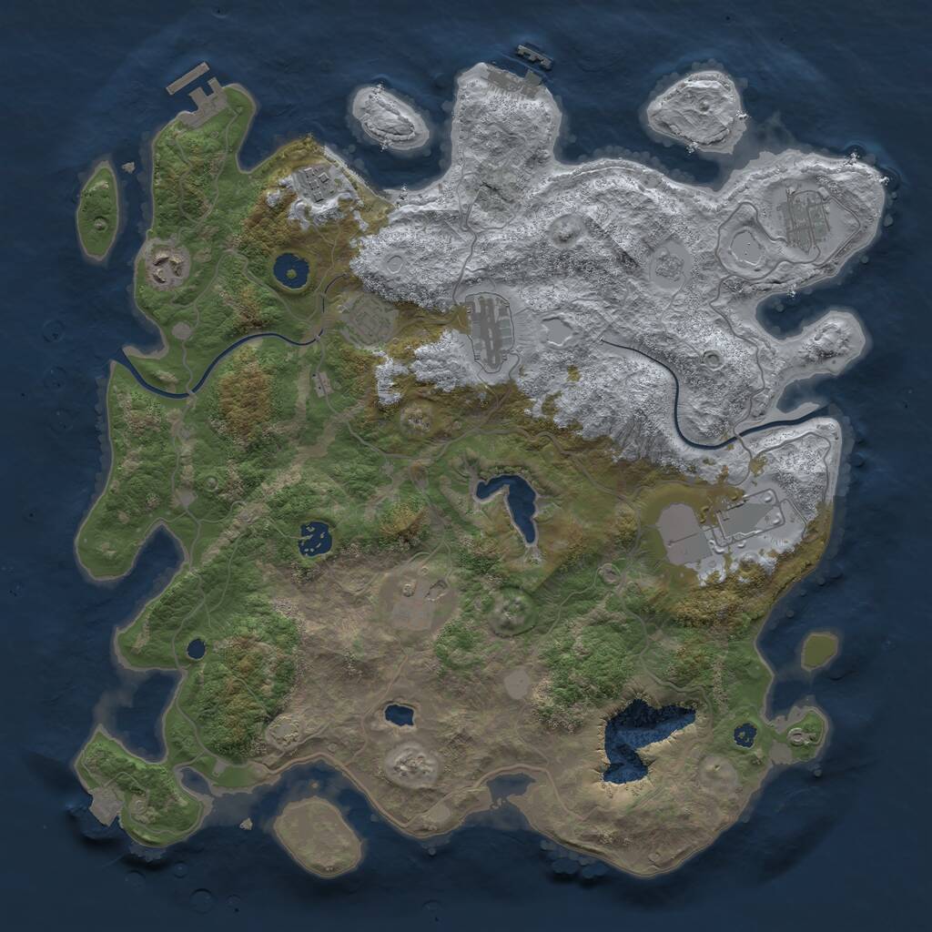 Rust Map: Procedural Map, Size: 4000, Seed: 657915, 13 Monuments