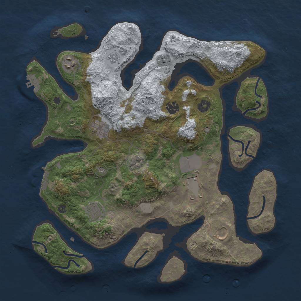 Rust Map: Procedural Map, Size: 3550, Seed: 830354, 16 Monuments