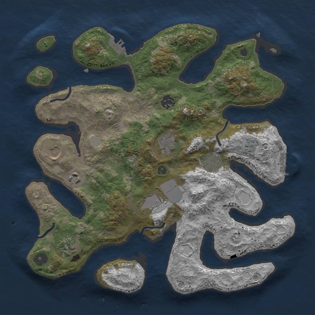 Rust Map: Procedural Map, Size: 3550, Seed: 460399, 16 Monuments