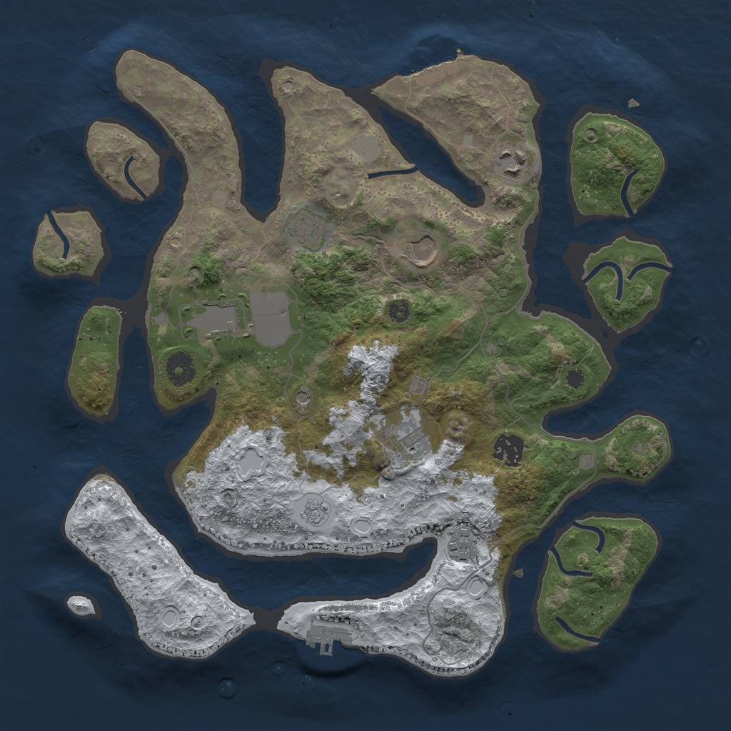 Rust Map: Procedural Map, Size: 3500, Seed: 193699778, 16 Monuments