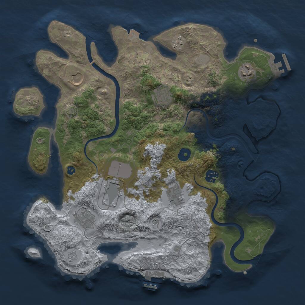 Rust Map: Procedural Map, Size: 3500, Seed: 193699778, 14 Monuments