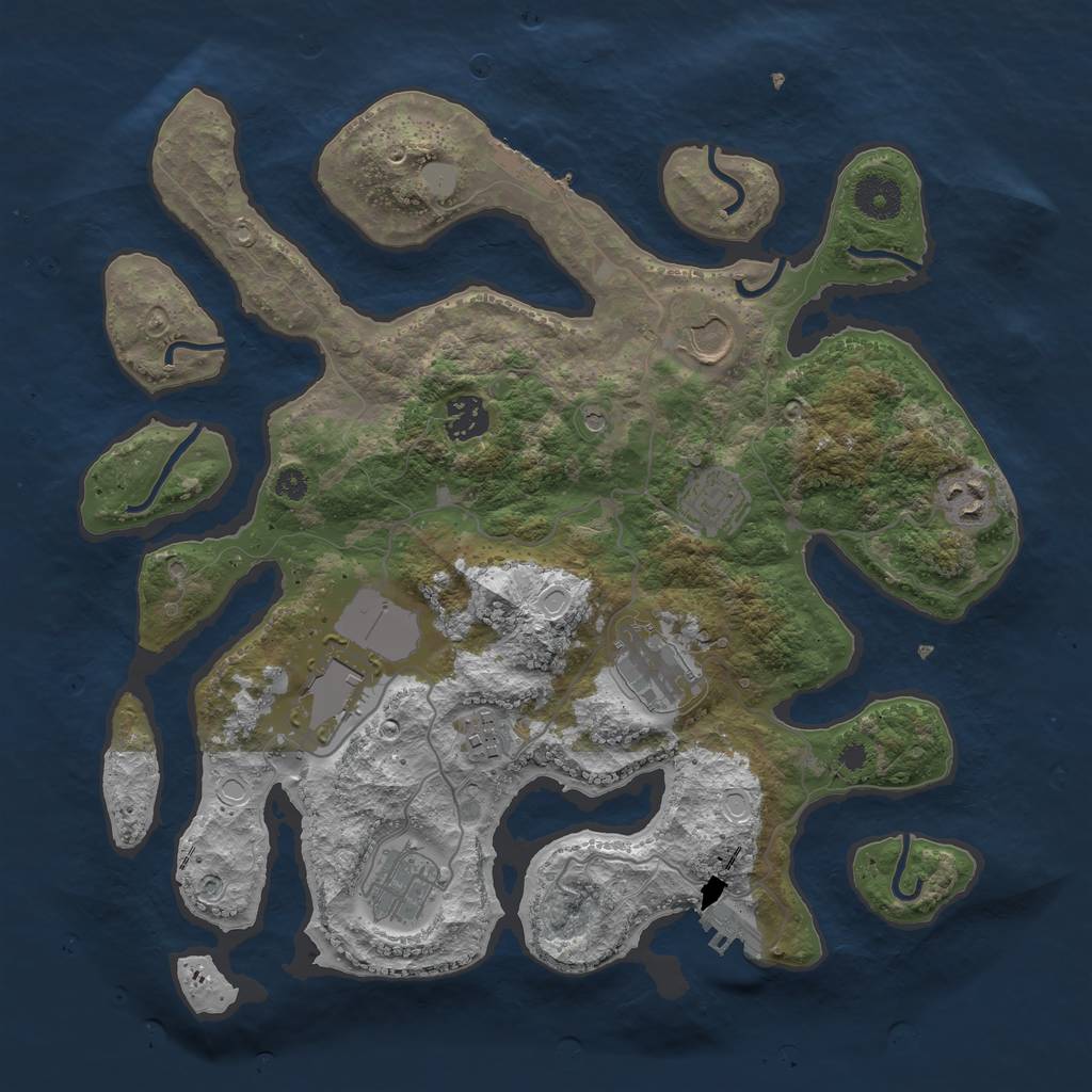 Rust Map: Procedural Map, Size: 3550, Seed: 587316, 16 Monuments
