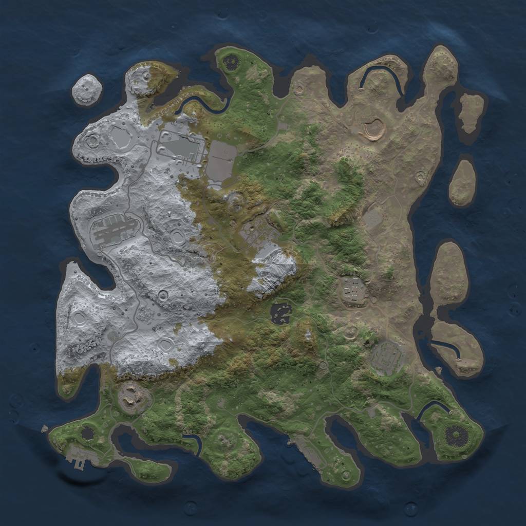 Rust Map: Procedural Map, Size: 3500, Seed: 681351263, 14 Monuments