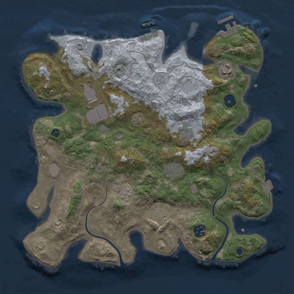 Rust Map: Procedural Map, Size: 3550, Seed: 546887, 14 Monuments