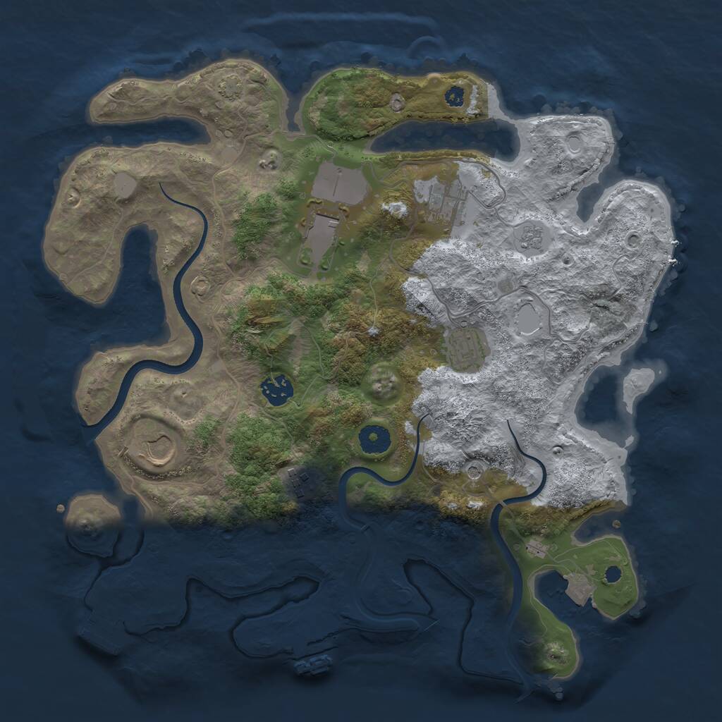 Rust Map: Procedural Map, Size: 3550, Seed: 795573, 12 Monuments
