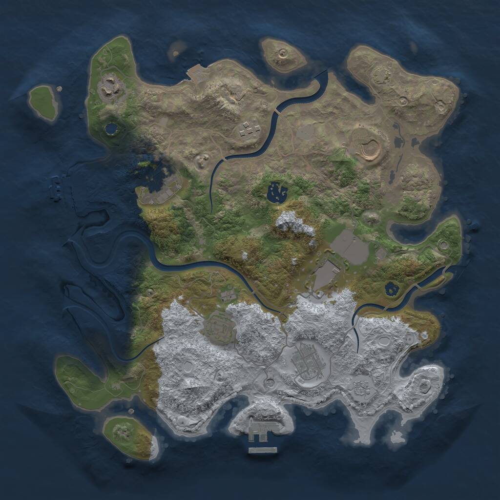 Rust Map: Procedural Map, Size: 3550, Seed: 918252, 14 Monuments
