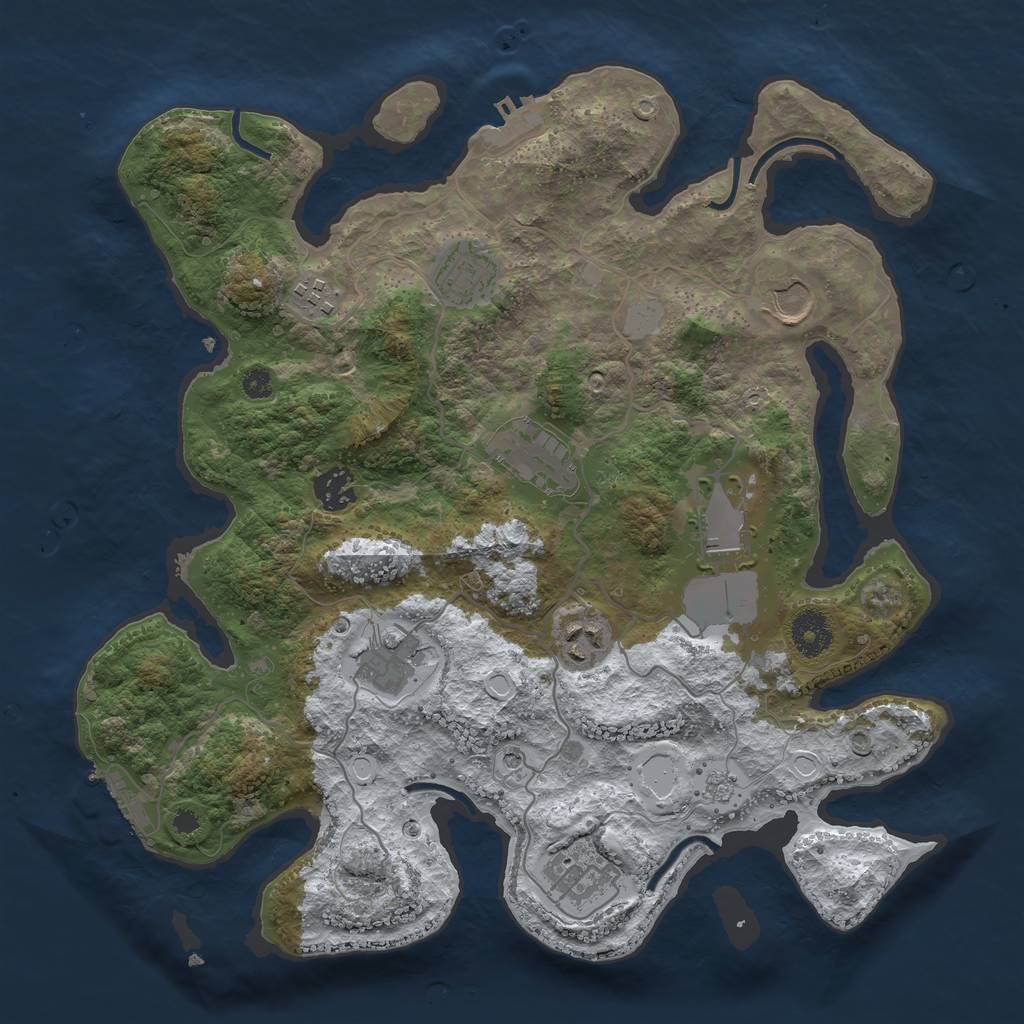 Rust Map: Procedural Map, Size: 3550, Seed: 651766, 18 Monuments