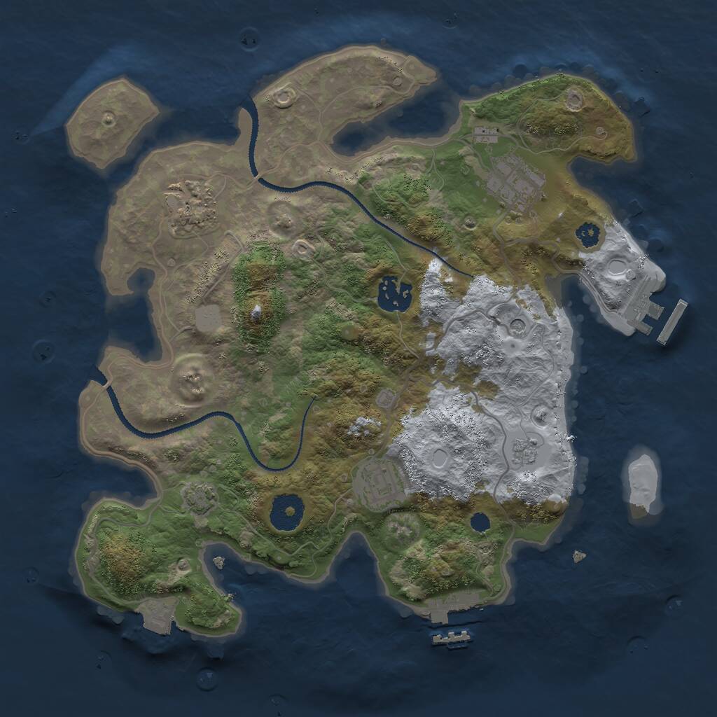 Rust Map: Procedural Map, Size: 3000, Seed: 844823, 10 Monuments