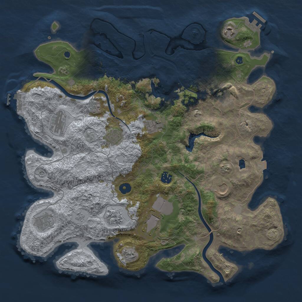 Rust Map: Procedural Map, Size: 4000, Seed: 713671, 17 Monuments