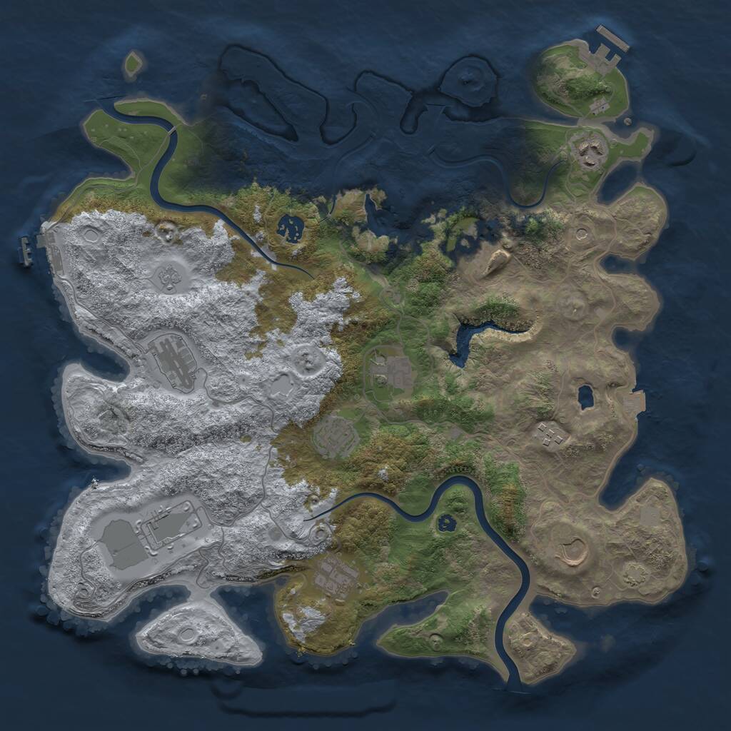 Rust Map: Procedural Map, Size: 4000, Seed: 713671, 16 Monuments