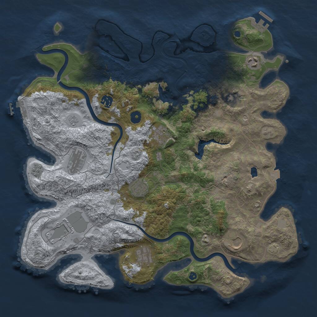 Rust Map: Procedural Map, Size: 4000, Seed: 713671, 16 Monuments