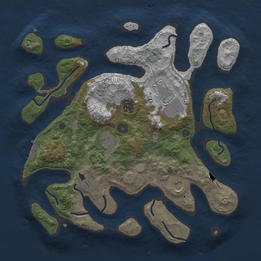Rust Map: Procedural Map, Size: 3550, Seed: 349680, 13 Monuments