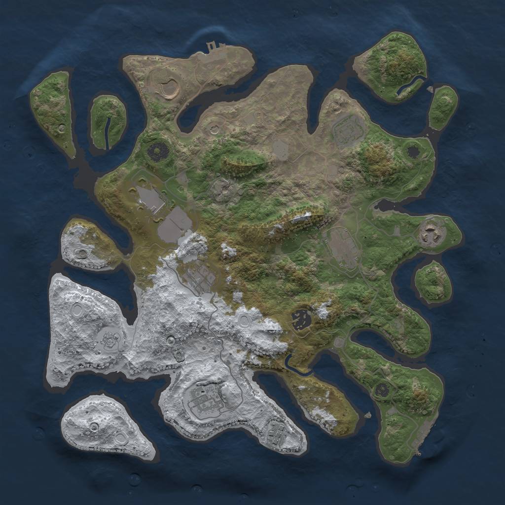 Rust Map: Procedural Map, Size: 3700, Seed: 1020482408, 18 Monuments