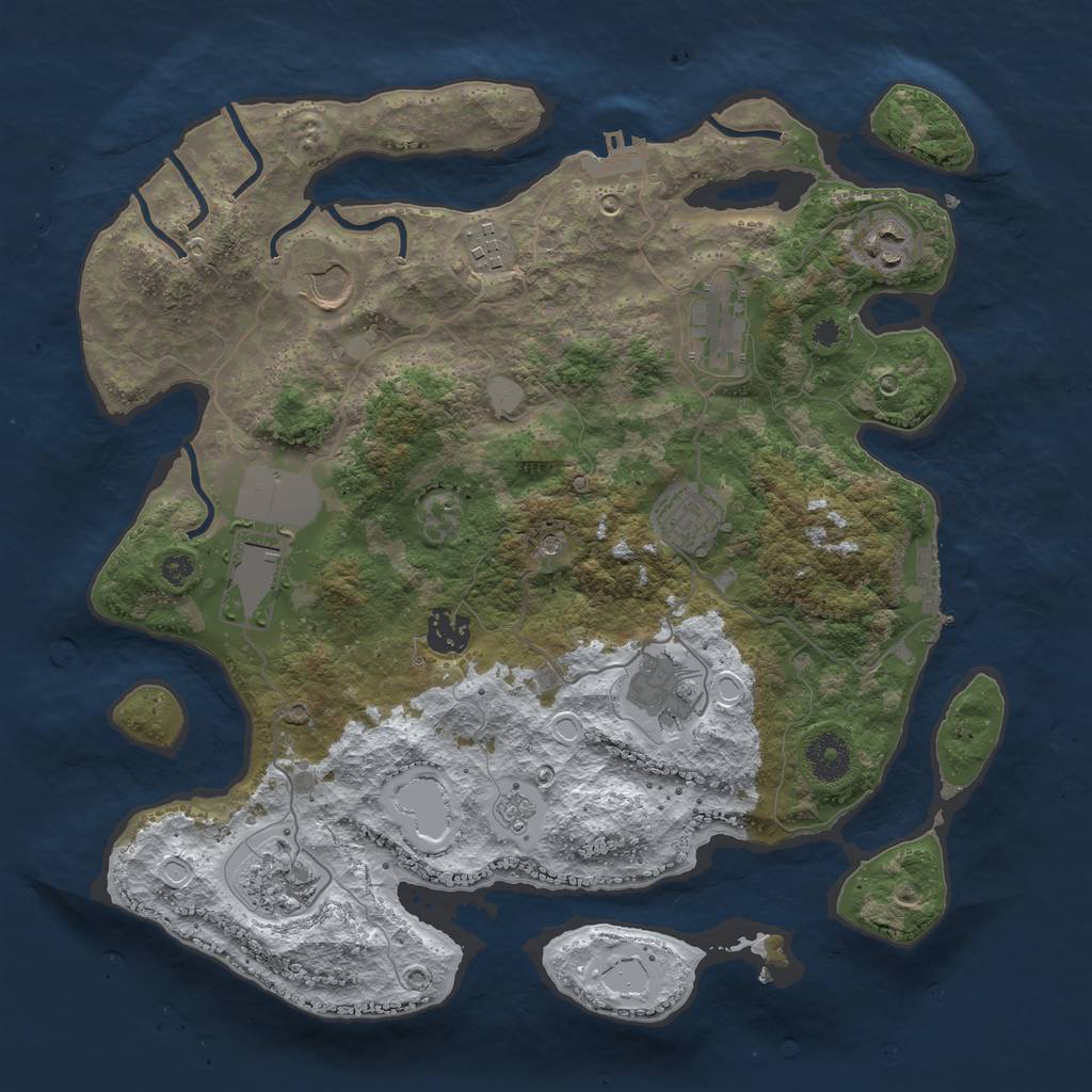 Rust Map: Procedural Map, Size: 3550, Seed: 171859, 18 Monuments