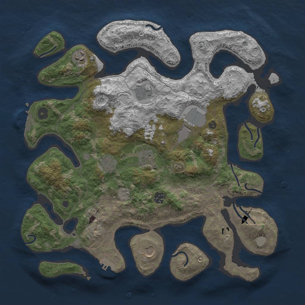 Rust Map: Procedural Map, Size: 4000, Seed: 289385, 16 Monuments