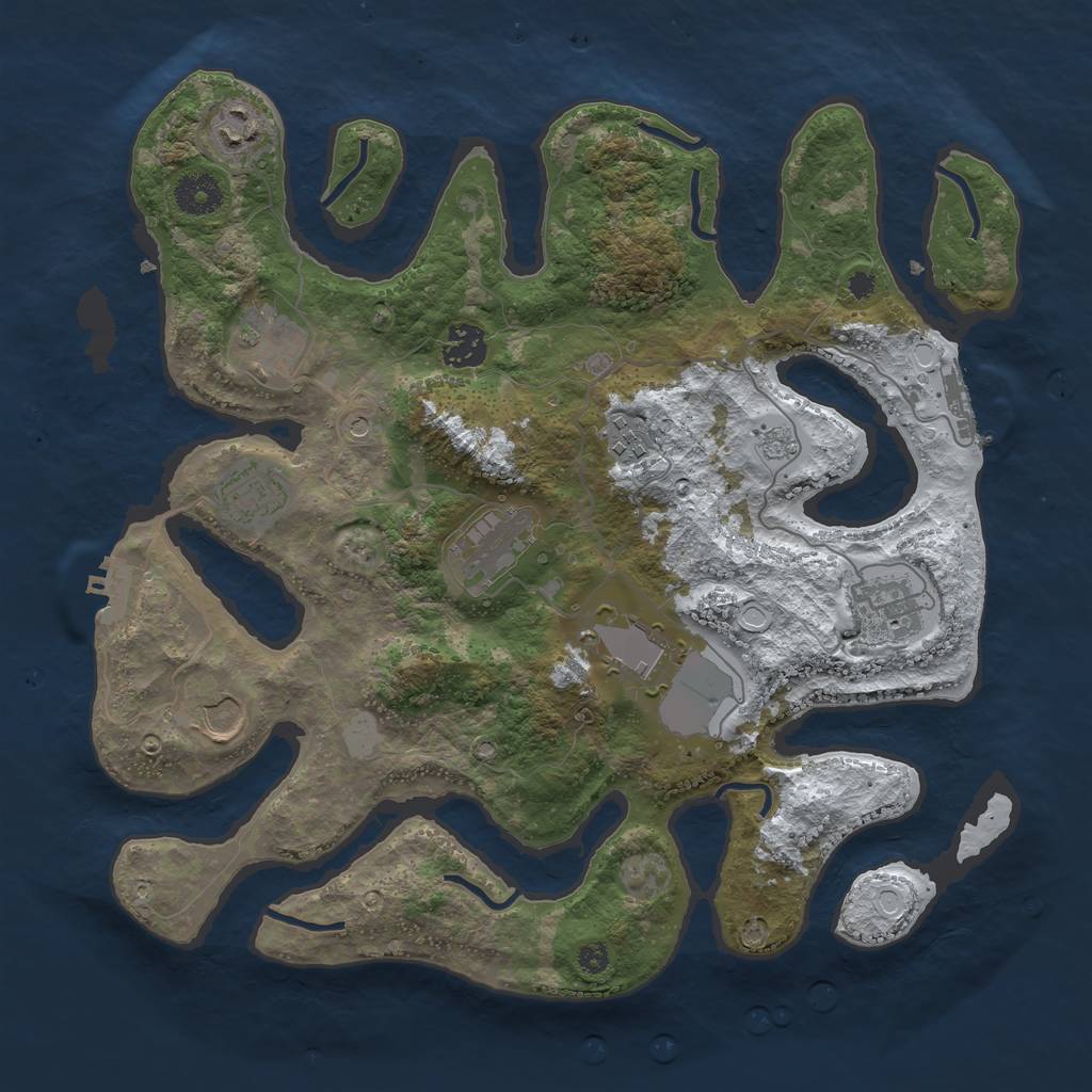 Rust Map: Procedural Map, Size: 3600, Seed: 470440350, 18 Monuments