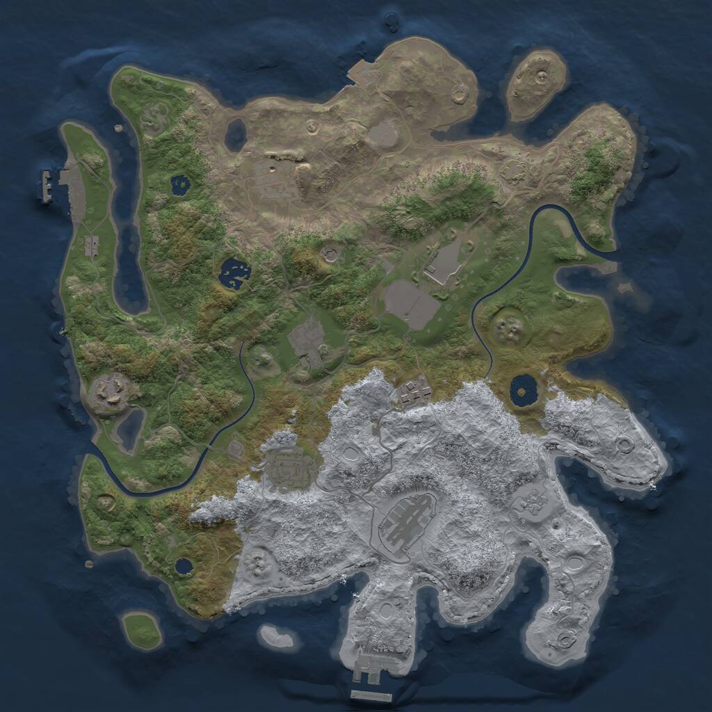 Rust Map: Procedural Map, Size: 3500, Seed: 480651615, 14 Monuments
