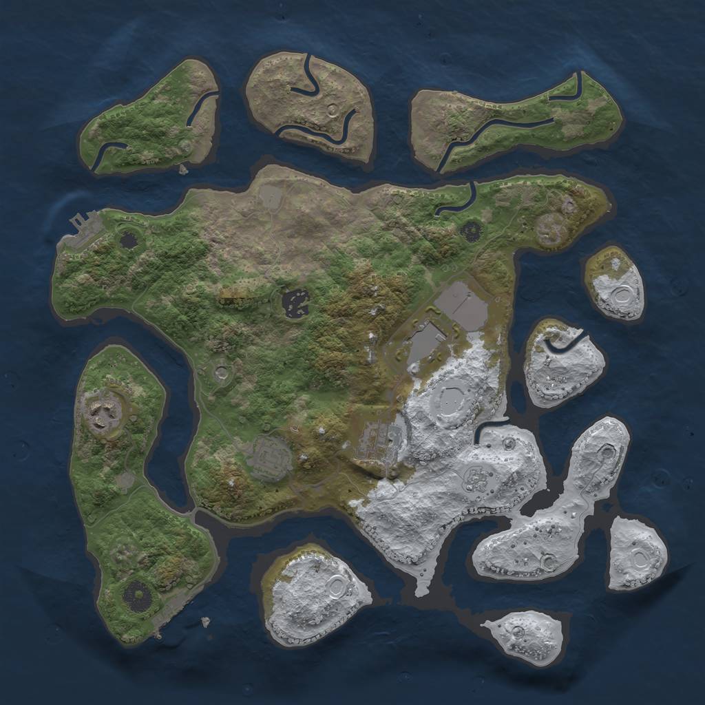 Rust Map: Procedural Map, Size: 3550, Seed: 176281, 14 Monuments