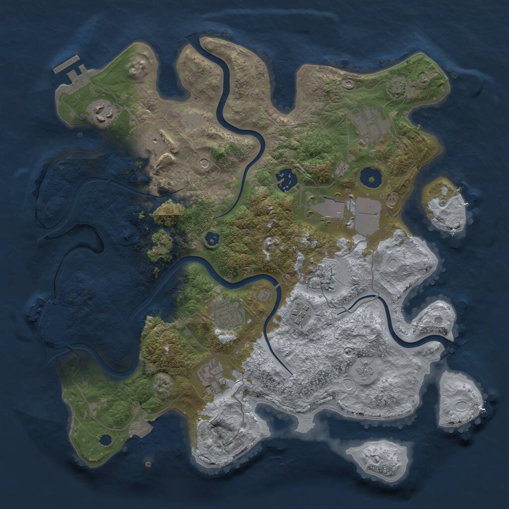 Rust Map: Procedural Map, Size: 3550, Seed: 176281, 15 Monuments