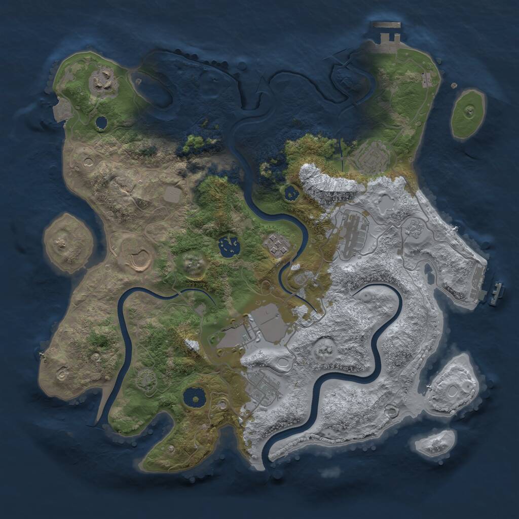 Rust Map: Procedural Map, Size: 3550, Seed: 121555, 14 Monuments