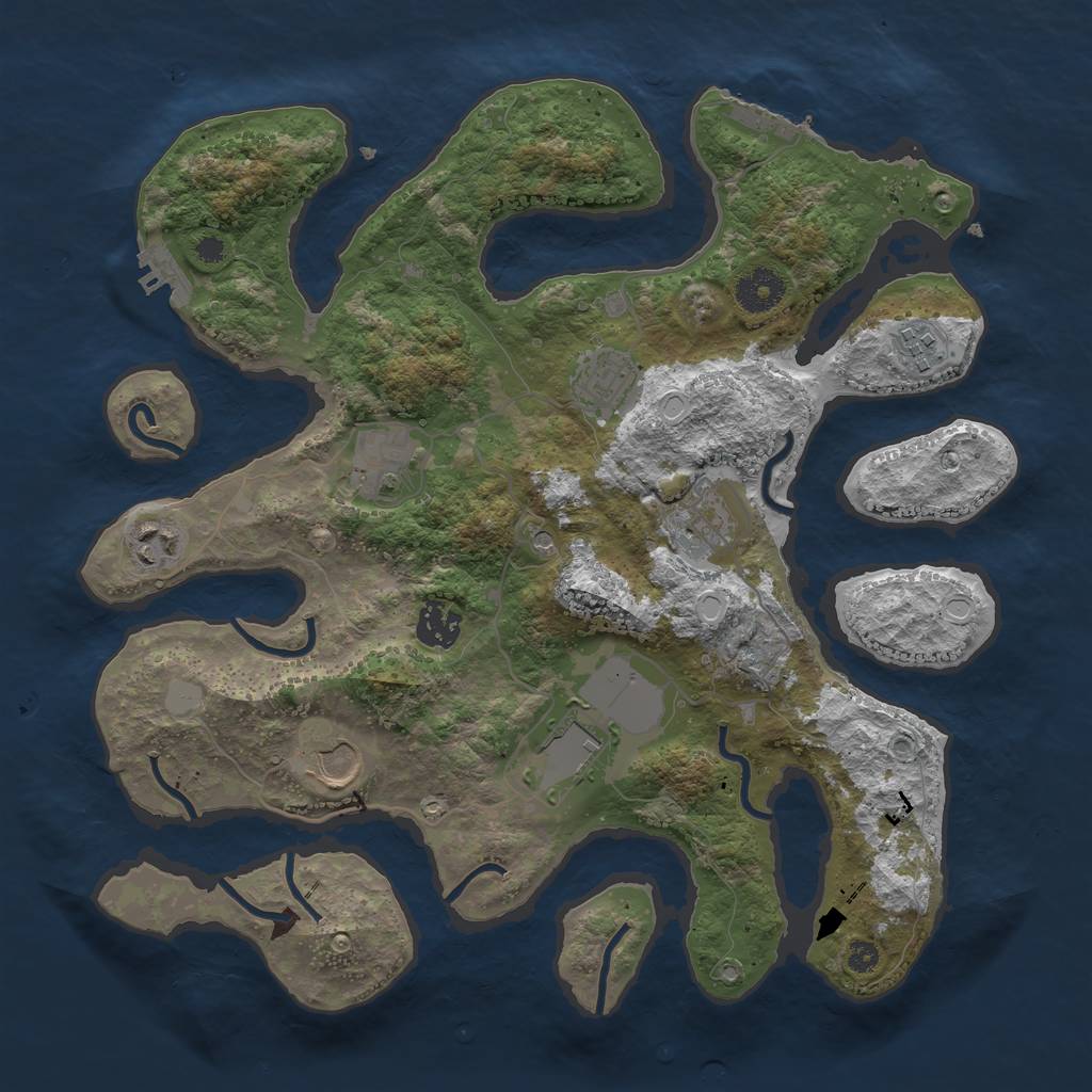 Rust Map: Procedural Map, Size: 3550, Seed: 108533, 16 Monuments
