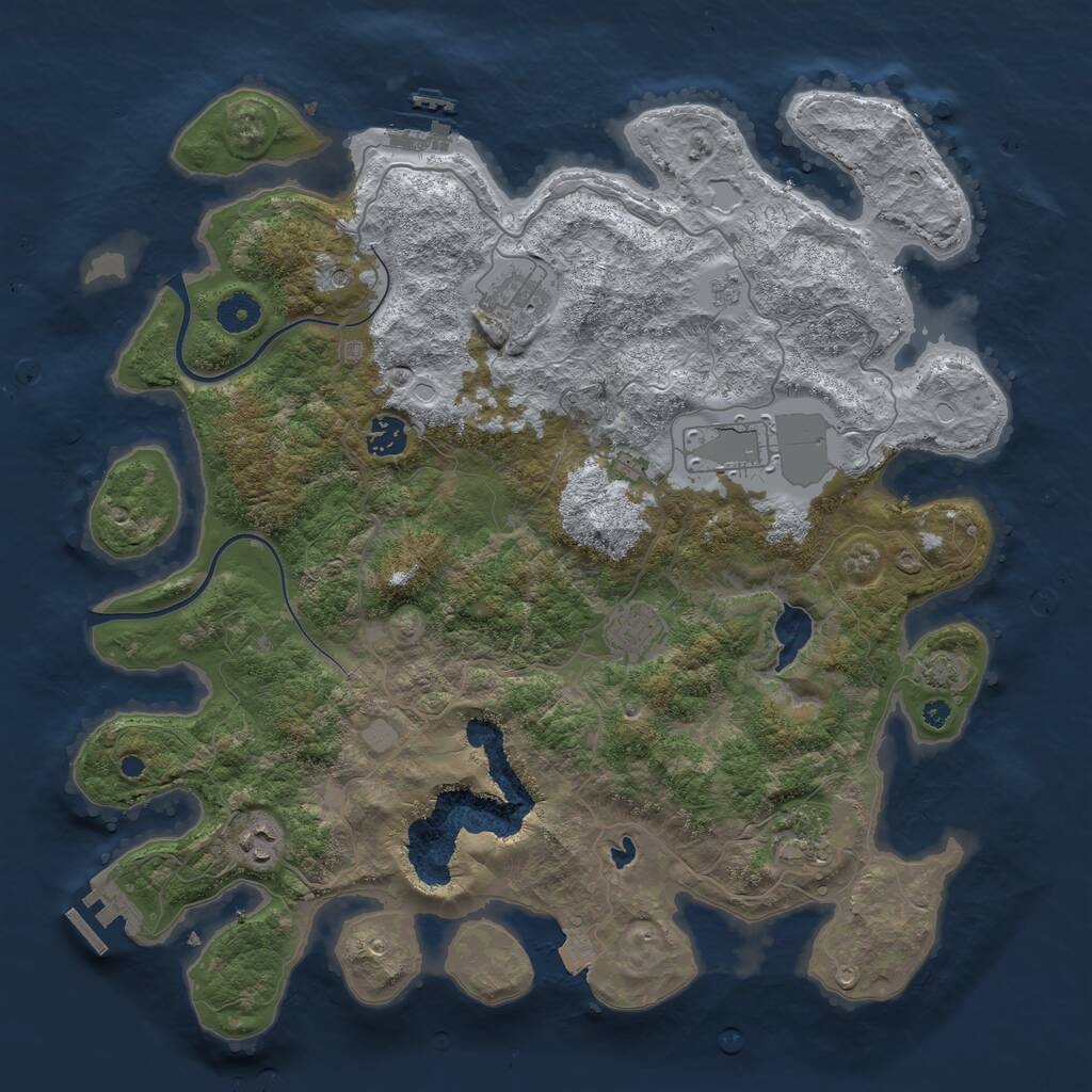 Rust Map: Procedural Map, Size: 4000, Seed: 642923, 12 Monuments