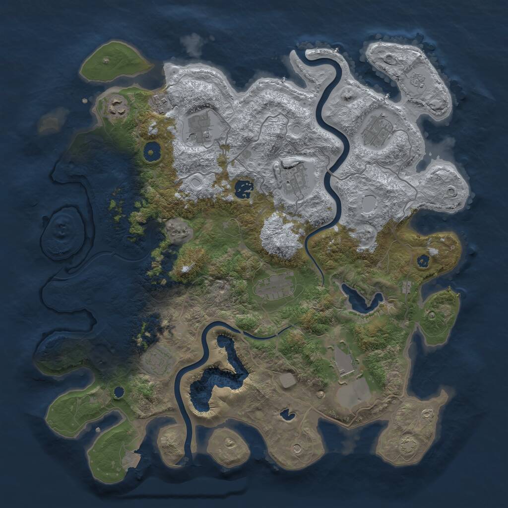 Rust Map: Procedural Map, Size: 4000, Seed: 642923, 13 Monuments