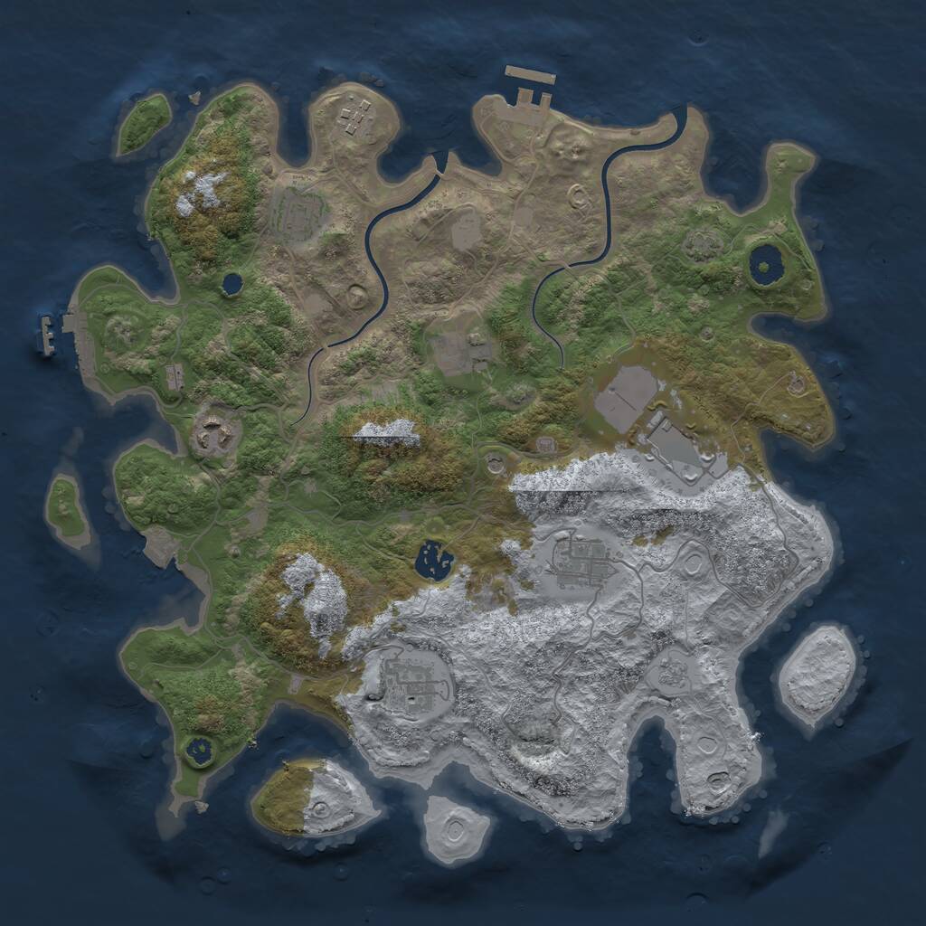 Rust Map: Procedural Map, Size: 3700, Seed: 4572385, 14 Monuments