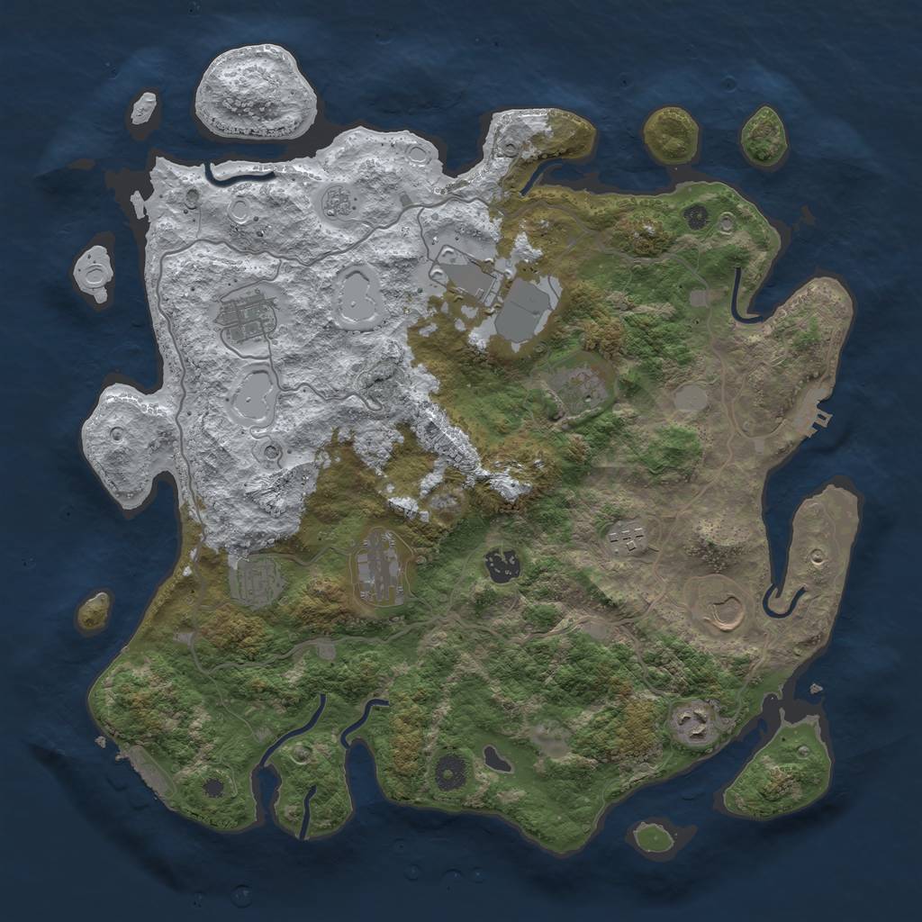 Rust Map: Procedural Map, Size: 4000, Seed: 608409, 18 Monuments