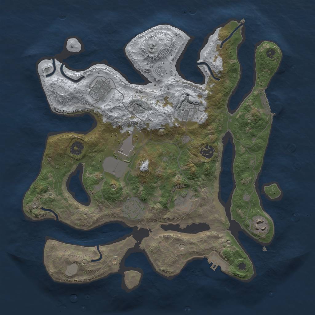 Rust Map: Procedural Map, Size: 3500, Seed: 1273551728, 16 Monuments