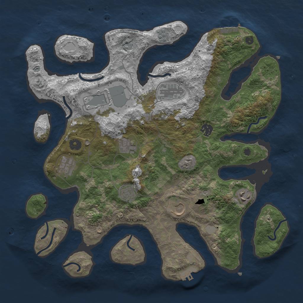 Rust Map: Procedural Map, Size: 3800, Seed: 2345, 17 Monuments