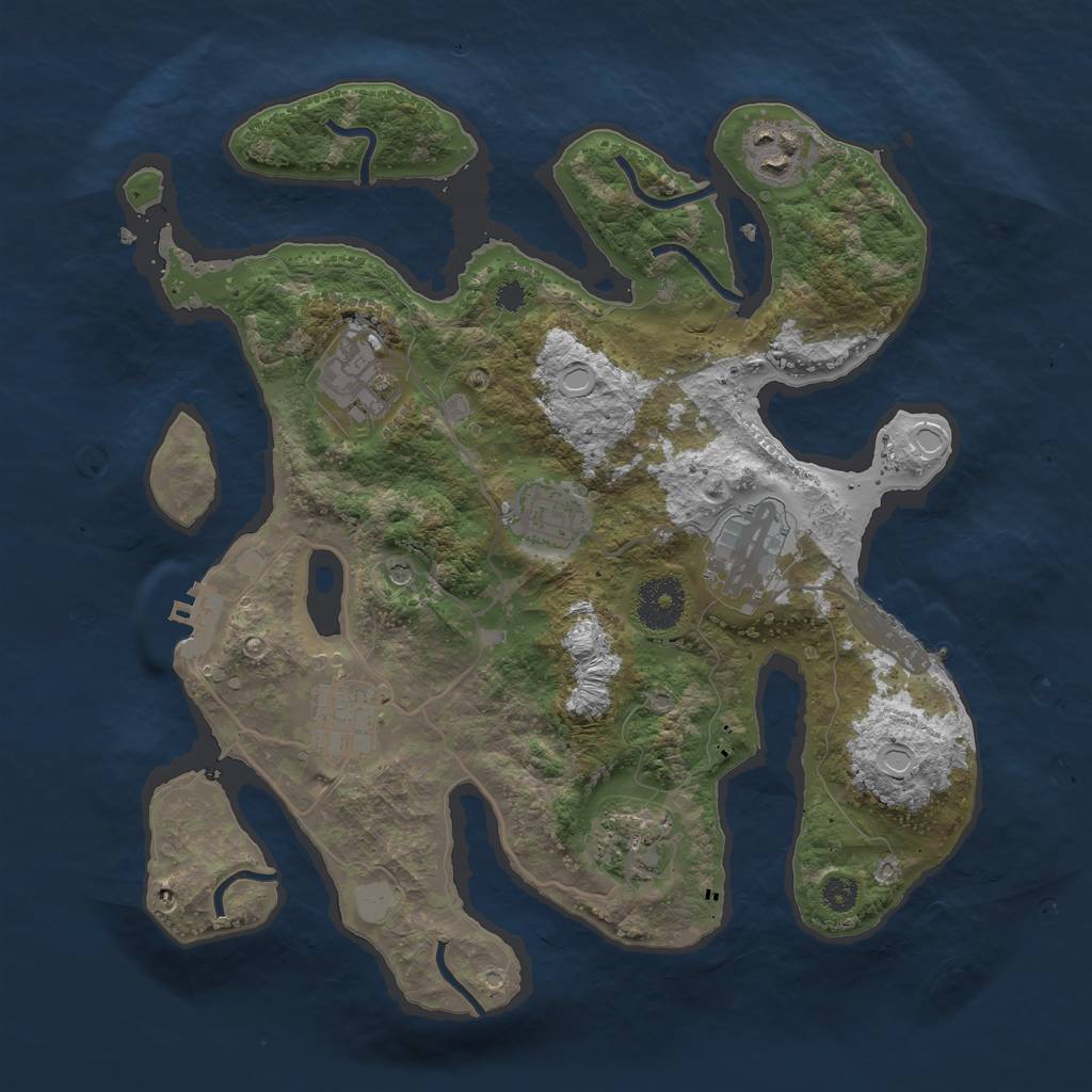 Rust Map: Procedural Map, Size: 3200, Seed: 424535458, 14 Monuments