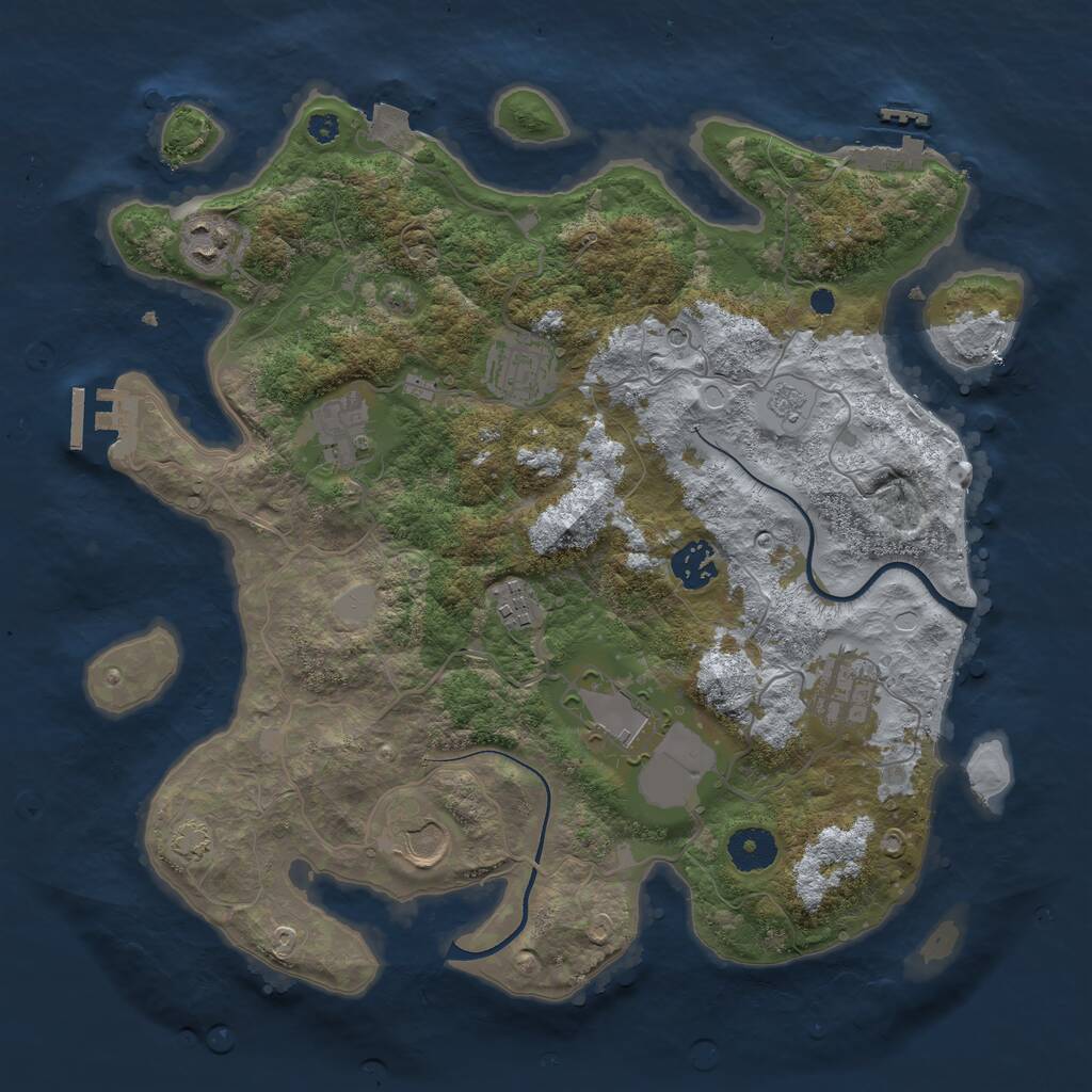 Rust Map: Procedural Map, Size: 3550, Seed: 121636, 14 Monuments