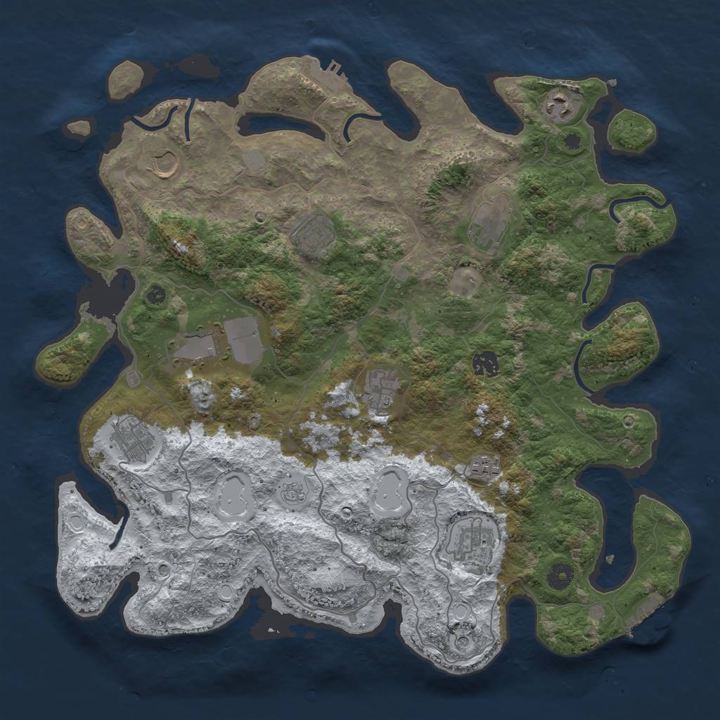 Rust Map: Procedural Map, Size: 4000, Seed: 448932883, 19 Monuments